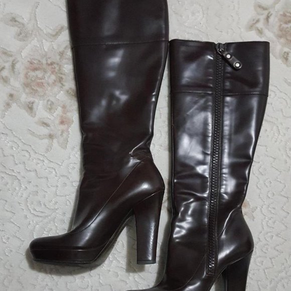 Authentic Gucci Dark Burgundy Platform Tall Boots EU 37 C - Picture 3 of 4